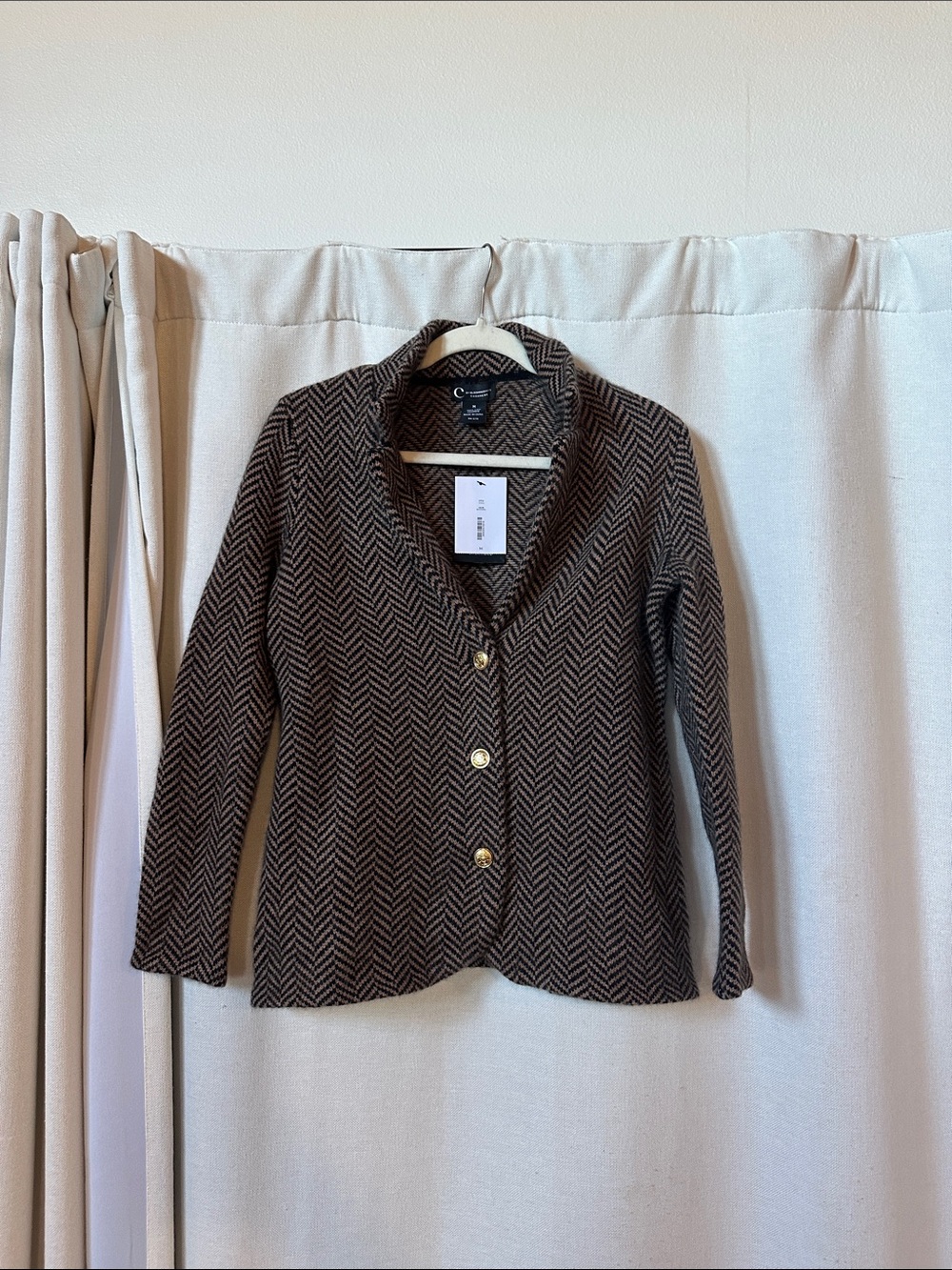 C by Bloomingdale's Cashmere 100% Cashmere Notch Lapel Blazer MEDIUM